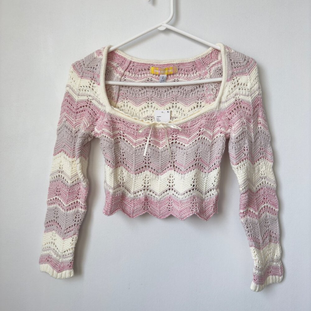 Urban Outfitters UO Blaire Crochet Square Neck Sweater NWT